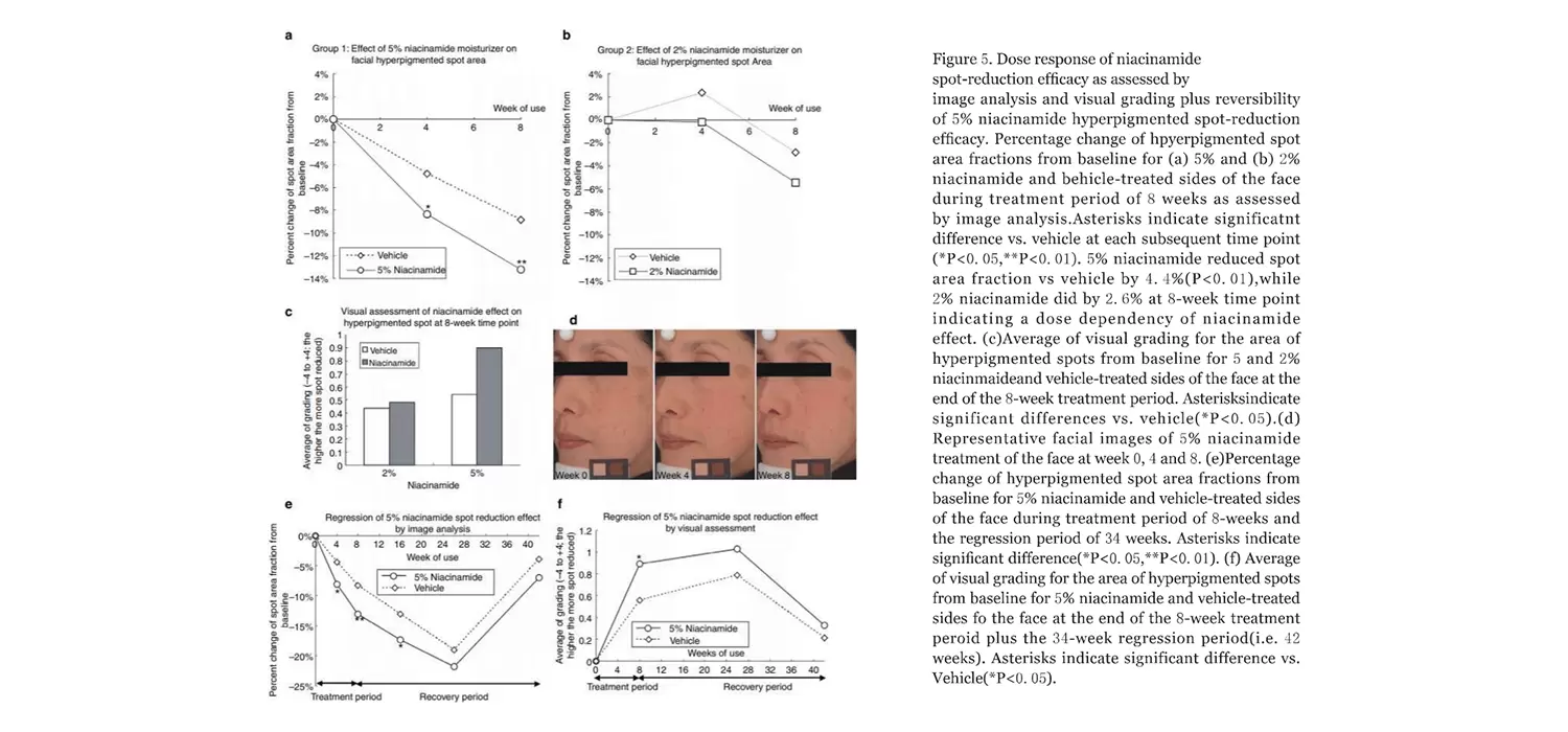 Nicotinamide  to control skin aging and pigmentation